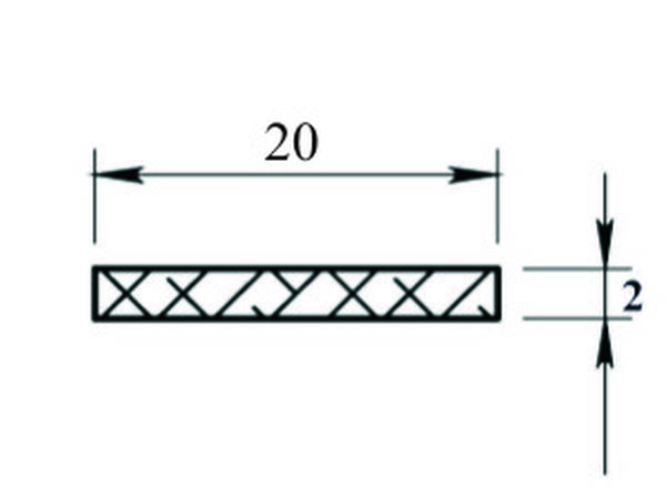 Пластина установочная для дверного резинового профиля 20х2мм Артикул: П-909121